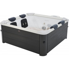 Bañera de hidromasaje 6 plazas gris antracita con LED Bañera de hidromasaje 6 plazas gris antracita con LED