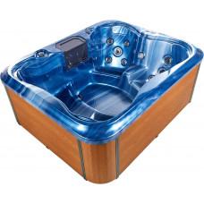 Bañera de hidromasaje LED de acrílico azul madera clara 180 x 215 cm Bañera de hidromasaje LED de acrílico azul madera clara 180 x 215 cm