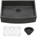 Ruvati - Fregadero de cocina con delantal, acero inoxidable mate, color negro Ruvati - Fregadero de cocina con delantal, acero inoxidable mate, color negro