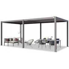 Pergola 3x6 m Postes de Aluminio con Techo de Lamas de Acero Pergola 3x6 m Postes de Aluminio con Techo de Lamas de Acero