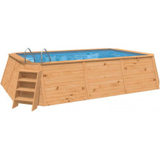 Piscina Madera Panelada K2O 490x293x110 cm Depuradora de Arena de 3.028 L-H con Escalera Piscina Madera Panelada K2O 490x293x110 cm Depuradora de Arena de 3.028 L-H con Escalera