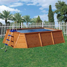 Piscina de Madera Panelada K2O con Depuradora de Cartucho 345x255x107 cm y Escalera 