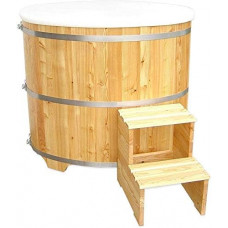 Piscina de inmersión para sauna de madera incluye inserto de plástico y escalera 