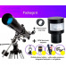 ROM Telescopio astronómico Profesional de Juguete para observación de Principiantes, Calibre de 80 mm, telescopio de refracción de Longitud Focal de 900 mm para niños princip