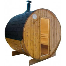Sauna al aire libre tipo barril Harvia con estufa de leña 220 cm Sauna al aire libre tipo barril Harvia con estufa de leña 220 cm