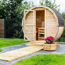 Sauna de barril Pini Wood L, montaje sin montaje Sauna de barril Pini Wood L, montaje sin montaje