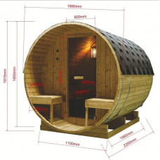 Sauna de exterior 189×220 cm finlandesa en forma de barril con estufa de leña Sauna de exterior 189×220 cm finlandesa en forma de barril con estufa de leña