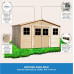TIMBELA Cobertizo de Madera para jardín con Base - 418x420cm/16m2 Cobertizo de Madera Natural - Taller de Jardín - Bicicleta, Almacenamiento de Herramientas M330+M330G