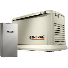 Generac 7043 Generador de reserva casero 22kW/19.5kW, refrigeración por aire, con interruptor de transferencia de 200 amperios, aluminio Generac 7043 Generador de reserva casero 22kW/19.5kW, refrigeración por aire, con interruptor de transferencia de 200 amperios, aluminio